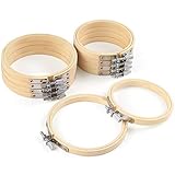 Caydo 10 Piece 3 Inch and 4 Inch Embroidery Hoops Bamboo Circle Cross Stitch Hoop Ring for Christmas Ornament Art Craft Handy Sewing