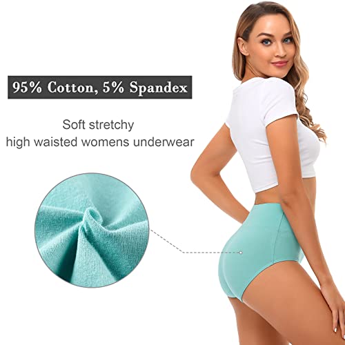 Image of Women's High Waist Cotton Underwear Soft Brief Panties Decorated with Lace Regular and Plus Size
