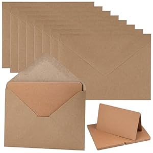 Ailvor Kraftpapier Umschläge mit Karten 60er Set Braun