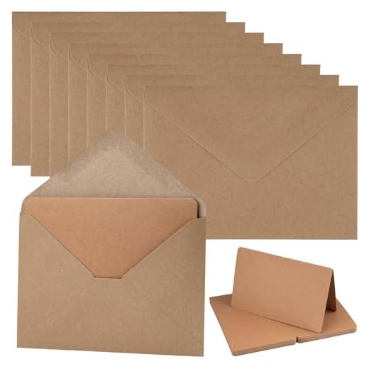 Ailvor Briefumschläge Kraftpapier mit Karten Blanko, 60er Set Umschläge Faltkarten, Blanko Karten zum Selbstgestalten, Kuvert Set für Grußkarten, Einladung, Geburtstagskarten, Dankeskarten(Braun)