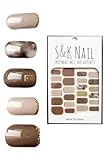S&K NAIL タイダイ & グレーベージュ ネイルシール 硬化タイプ 硬化不要 貼るだけ シンプル マーブル 手 春 夏 ぷっくり ナチュラル ウェディング ブライダル 入学式 結婚式 6サイズ24枚入 日本製