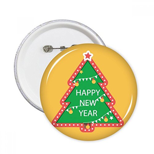 Badge bouton Arbre de Noël cartoon DIYthinker x5, broches rondes taille M