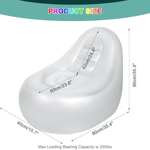 MIICASA LED Light Inflatable Chair, Blow Up Illuminated Air Sofa, Folding Lazy Sofa Furniture, Inflatable Lounge, Inflatable Couch Without Pump for Indoor Outdoor Camping, Party, Beach, Hiking, Yard