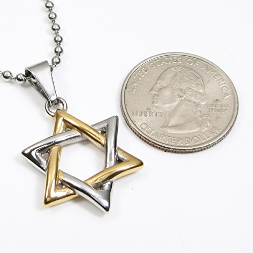 Stainless Steel Jewish Star of David Pendant Necklace Silver Gold Tone2