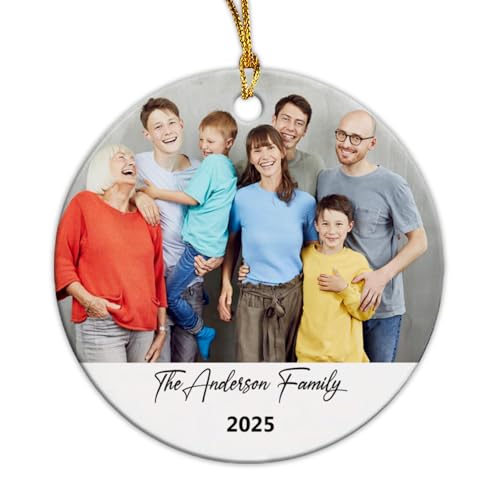 Personalized Photo Christmas Ornament 2025, Keepsake Gift for Family Couples, Customized Text & Picture Family Christmas Xmas Tree Ornament