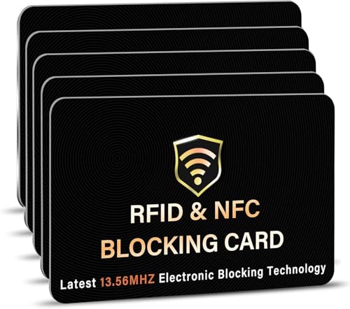 SaiTech IT 5 Pack RFID Blocking Card, One Card Protects Entire Wallet Purse, NFC Contactless Bank...