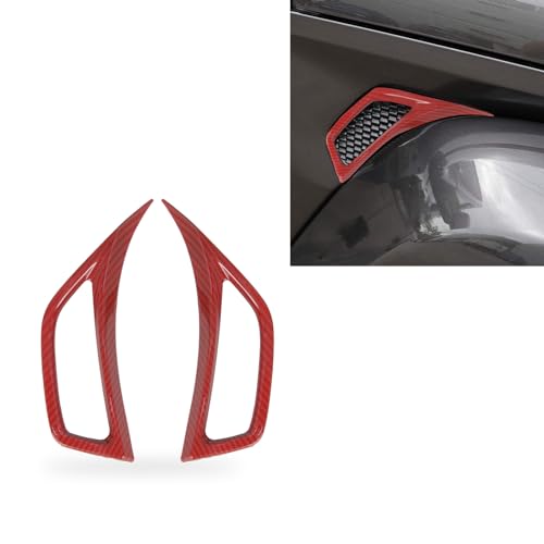 Fogfar 2 PCS Car Fender Air Outlet Patch, Body Fender Trim Strip, ABS Wheel Eyebrow Side Air Conditioner Air Outlet Cover, Compatible with 18-21 Jeep Wrangler JL Gladiator JT (Carbon Fiber Red)