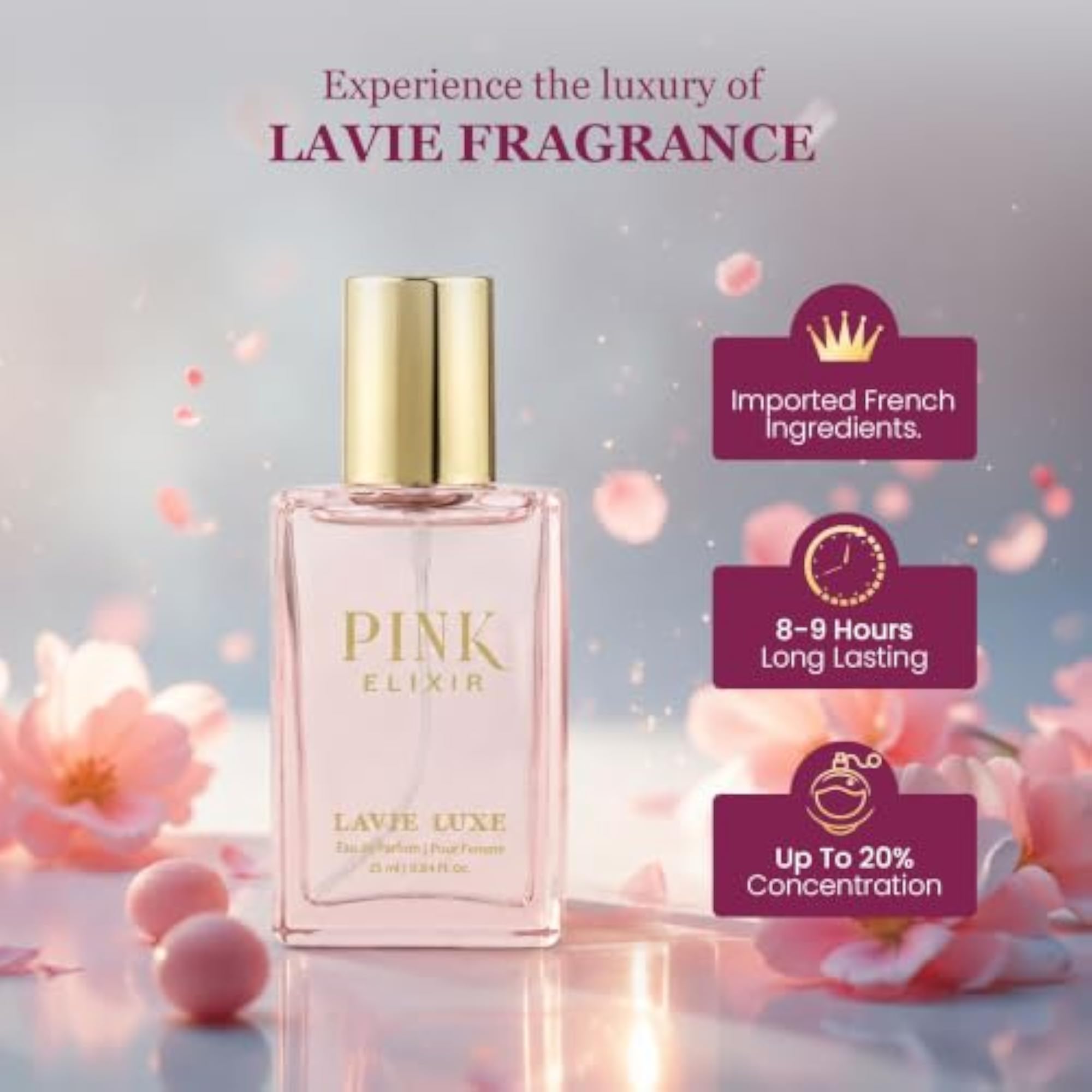 Women's Pink Elixer Eau De Parfum, Luxury Collection 25ml