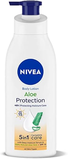 NIVEA Aloe Protection Body Lotion 400 ml | SPF 15 | Aloe Vera Extracts | Dep Moisture Serum | Men and Women | All Skin Type