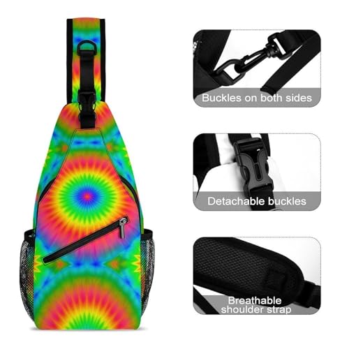 Fashion Traveling Running Casual Chest Bag, Dress Decor Sling Backpack, Shoulder Bag Casual Day Pack Tie Dye3