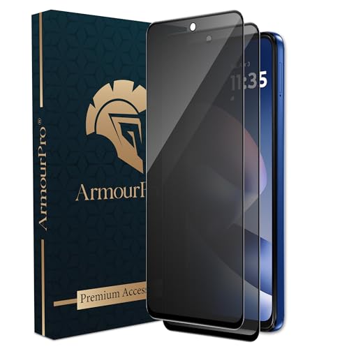 Image of ArmourPro Anti-Spy Privacy Tempered Glass for Motorola G37 Power /Motorola G37 - Anti Peeping Screen Protector, Edge to Edge Full Coverage, 9H Hardness, Easy Installation Kit | Pack of 2