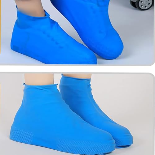 Waterproof Shoe Covers, Elastic and Reusable Shoe Protector for Rain and Wet Weather, Universal Size Fits Shoes Size 41-47, Blue3