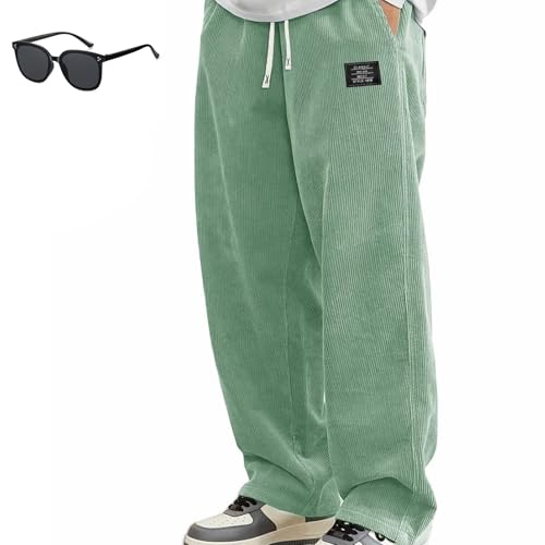 Mokaloha Mens Pants,Mokaloha Pants,Mens Corduroy Casual Pants, Straight Sweatpants Elastic Waist Drawstring