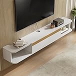 Warmiehomy Floating TV Stand Wall TV Shelves with Door TV Media Console Tv Unit with Live Wire Holes Large Storage for Bedroom Livingroom Office 120x20x16cm