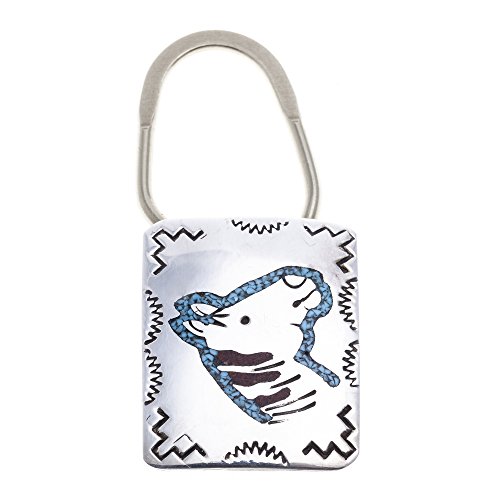 Horse Head .925 Sterling Silver Certified Authentic Handmade Navajo Native American Natural Turquoise Coral Keychain