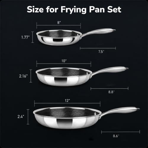 imarku 8, 10, 12 inch Hybrid Ceramic Nonstick Frying Pan Set - image 7