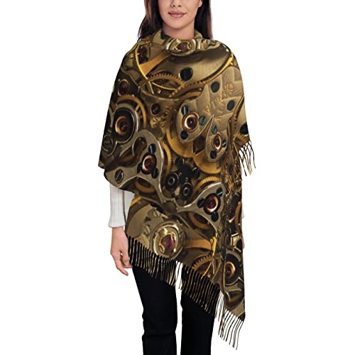 AvImYa Cool Steampunk Gears Printed Tassel Scarf For Women,Ladies Scarves Winter Long Soft Warm Stole