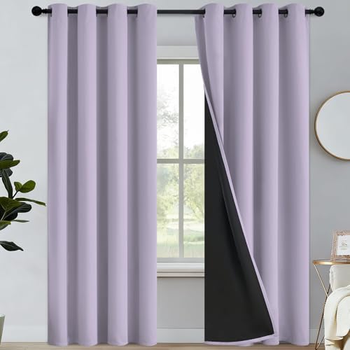 Yakamok Light Purple Blackout Curtains 84 inches Long for Bedroom, 52" Wide