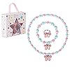 Girls Colorful Butterfly Jewelry Set - Toddler Butterfly Necklace Girls Pretend Plasy Toy Jewelry Box Set with Bead Necklace, Bracelet and Ring - Play Accessories - Ages 3+ Girl Birthday Gifts #1