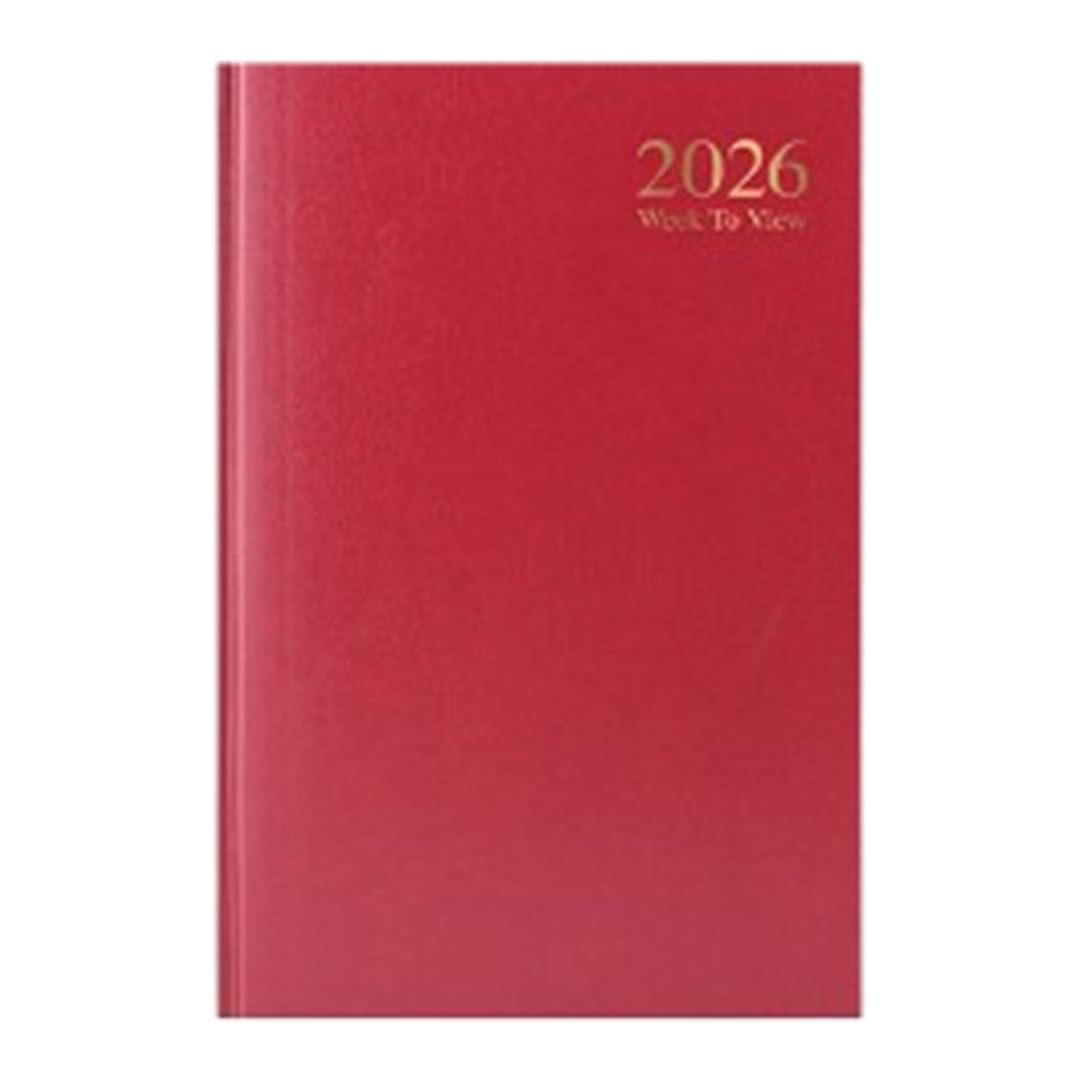 2026 A5 Week-to-View Diary by 1ABOVE – Casebound Hardback Weekly Planner with 60gsm Paper – Compact Organizer for Home, Office & Everyday Use (Red)
