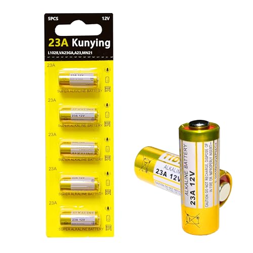 kunying 23A 12 Volt Battery A23 Battery- Long Lasting 23A 12V Batteries for Doorbells and Remote Control Unit (5 Pack)