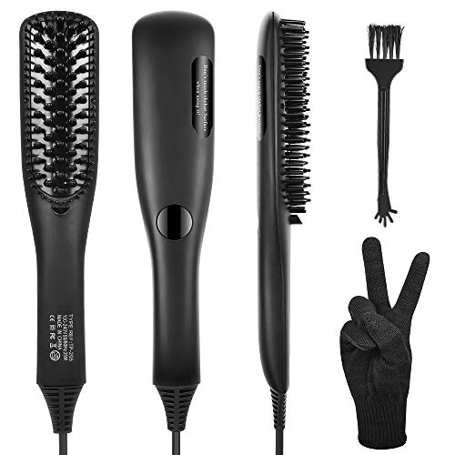 Vivifast Hair Straightener Brush, Enhanced Hair Straightening Comb with Anti-Scald Feature Auto-off Function, Anti-Scald Glove Cleansing Brush Dust Bag Included