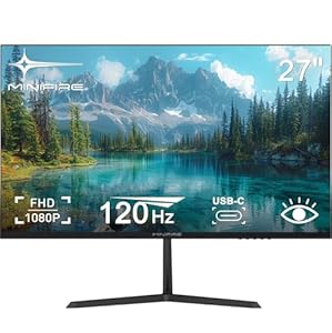 Minifire 27 Zoll Monitor, USB Typ-C Anschluss, 120Hz, Eye-Care für Business und Büro, ultradünner Rahmen, FHD 1080P Computer Monitor PC Bildschirm, FlickerFree, Lowblue Mode, HDMI Anschluss (MF27X3AL)