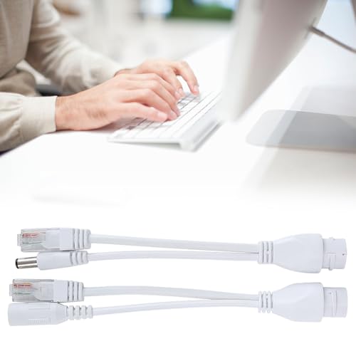 POE Adapter Cable, Water Proof Injector Splitter DC12V, IEEE802.3af, ABS, para Cámara IP, Punto de Acceso Inalámbrico, Red para Oficina o Hogar, 10/100Mbps (Blanco) miniatura 7