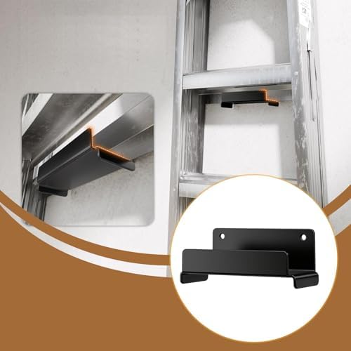 Ioensy Wall Mount Ladder Hanger Garage Organization, Space Saving Wall Mounted Portable Ladder Hook Wheelbarrow Hanger for Indoor - 5