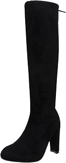 1957 Ladies Riding Knee High Riding Boots Fashion Autumn Women Knee High Boots Low Heel Thick Heel Square Toe Solid Color Back Zipper Comfortable Hiking
