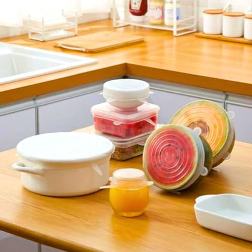 Kit de Tampas de Silicone Reutilizáveis Premium Flexíveis Herméticas e Ecológicas Compatíveis com Di