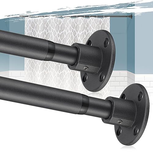 Image of Heavy Duty Shower Curtain Rod - 28 to 62 inch Fixed Shower Curtain Rod Wall Mounted - Adjustable Extendable Rustproof for Bathroom,Closet,Doorway,Room Divider - Matte Black 2 Pack