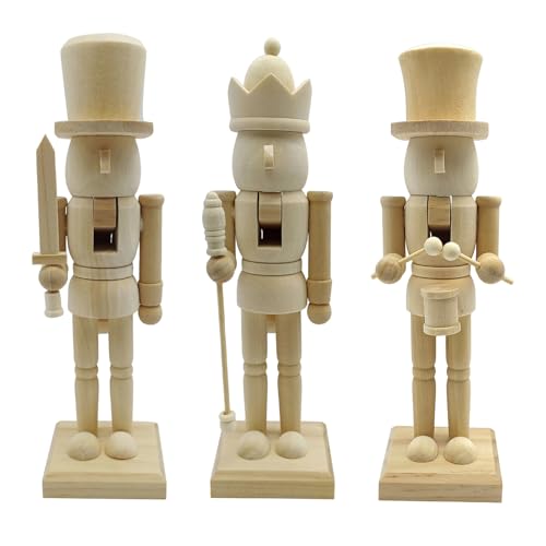 shpuuyy 3 Stück Nussknacker Figur Aus Holz - 25.5cm - DIY...