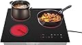 AOWUAEG 2600W 110V Electric Ceramic Cooktop Portable 3 Burners,Built-in Sensor Touch Control,23 Inch Portable Stove Cooktop with LED Display,Kid Safety Lock and Timer(no plug)