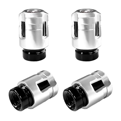 Yourkar 4 PCS Car Tire Valve Stem Caps, Unique Shape Aluminum Alloy Wheel Valve Covers, Corrosion Resistant Leak-Proof Tire Valve Stem Cover, Universal Vehicle Wheel Accessories (Silver)
