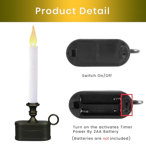 Image of Window Candles Battery Operated with Timer 8 Hours on and 16 Hours of Led Warm White with Flicker Flame (Vintage Base)