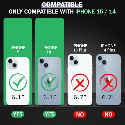 Image of TheGiftKart Hybrid Back Cover Case for iPhone 15 / iPhone 14 | Built-in Stand | Shockproof Hard Case Cover for iPhone 15 / iPhone 14 (PC & TPU, Frosted Matte Back, Blue Sides)