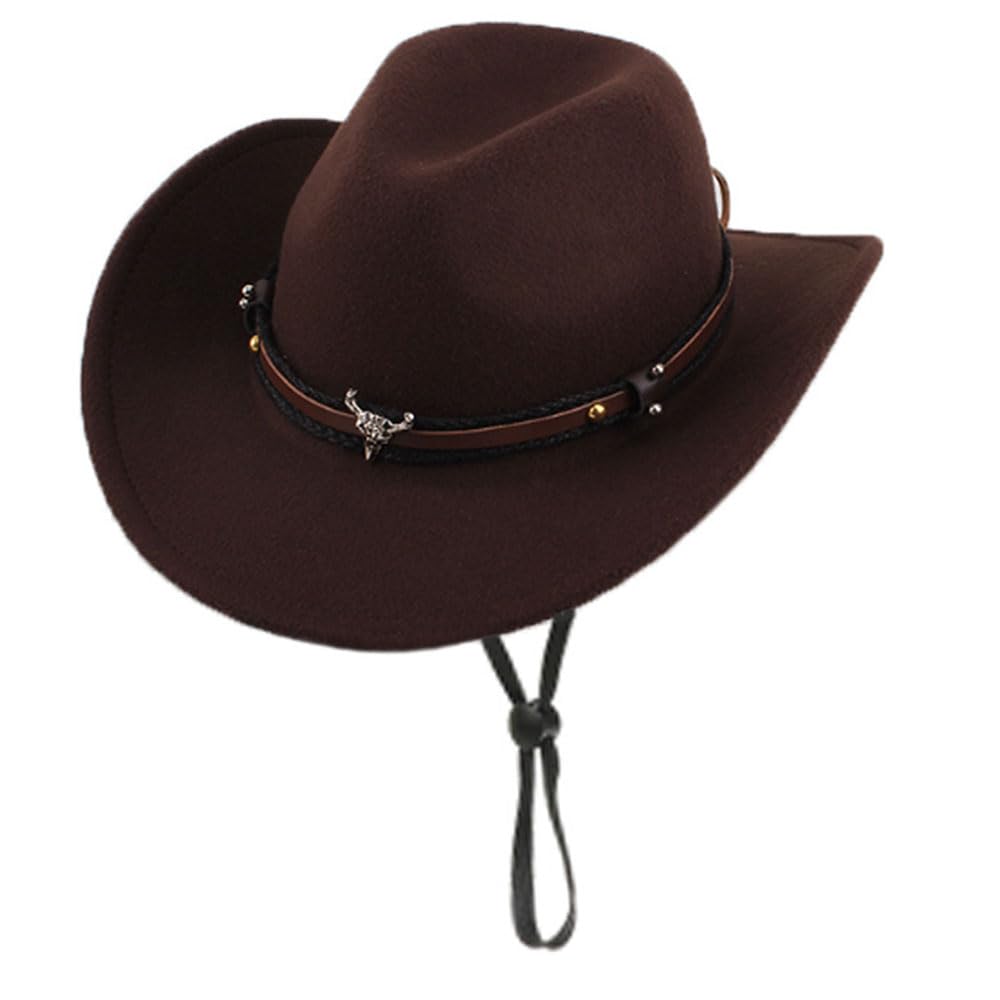 Oaygat Unisex Style1-Brown Cowboy Hat Felt Fedora Hat Womens Western Cowboy Hat Wide Brim Hat Classic Hat Western Shapeable Durable Cowgirl Men Women Wool Felt Fedora Jazz Hat Lightweight Shapeable Outdoor Hat