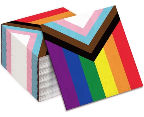 Whaline 50 Pcs Gay Pride Paper Napkin Disposable Luncheon Napkins LGBT Rainbow Flag Decorative Dinner Napkin for Home Party Tableware Supplies