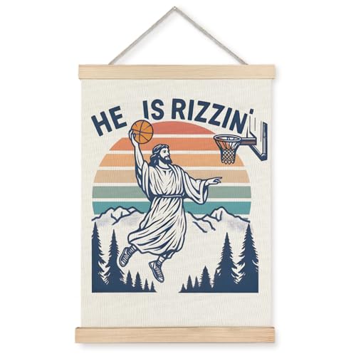 JINYO Jesus Wall Decor, Funny Jesus Playing Basketball Wall Art