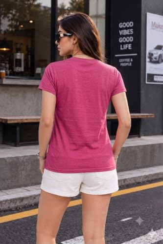 Image of Preneum Women's Graphic Printed T-Shirt, Round Neck Half Sleeve Casual Slim Fit Cotton Blend Tee, College, Office & Travel