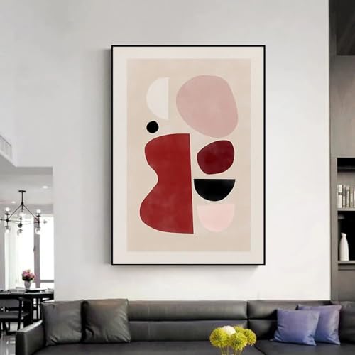 Impression sur toile abstraite de feuilles rouges nordique
