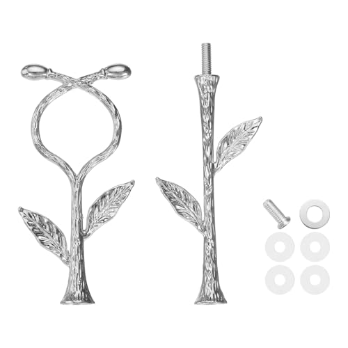 uxcell 2 Tiers Cake Tray Stand Handle Metal Cake Stands Holder Cupcake Dessert Plate Hardware Fitting Holder Rod Stand Handle for Wedding Party Festival Cake Plate, Silver (Vine)