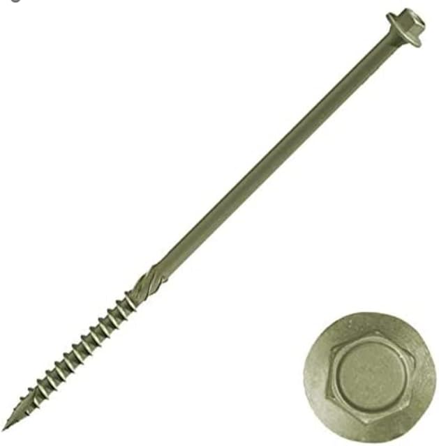 10x Timco Screws Index Hex Head Timber Landscape for sleepers wood Green Pack 6.7 x 250 mm of 10