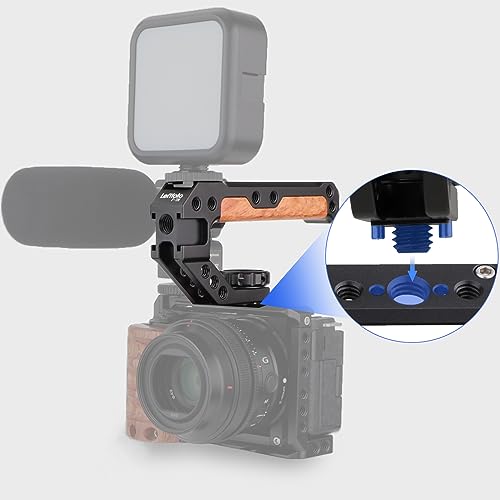 Image of LEFTFOTO Top Handle Quick Release Handgrip for Camera Cage Rig with 3 /8 inch ARRI Locating Pins, Anti-Off Designed,Wood & Metal Grip