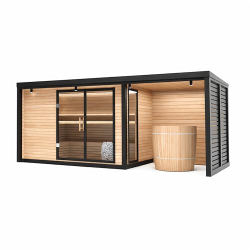 4–6 Person Far Infrared Sauna for Home with Smart App Control, Low EMF Heating Panels, Hemlock Wood Sauna Cabin, Bluetooth Speaker, LED Chromotherapy Lights, LCD Touch Panel