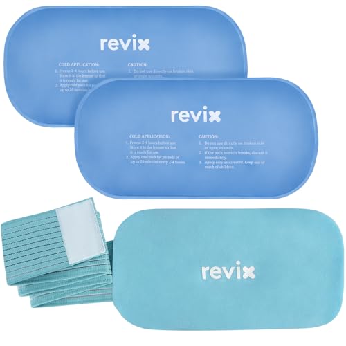 Image of REVIX Cold Packs for Injuries, 2 Gel Packs, Soft and Flexible Hot & Cold Compress Large Ice Pack Wraps for Back, Knee, Leg and Ankle, Enhancing Comfort and Soothing Fatigue, 12 inch x 6 inch