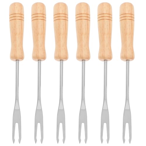 Lot de 6 fourchettes à fondue au fromage, couverts à fondue en acier inoxydable, au fromage avec poignée résistante à la chaleur pour le fromage, le chocolat, la viande de marshmallows