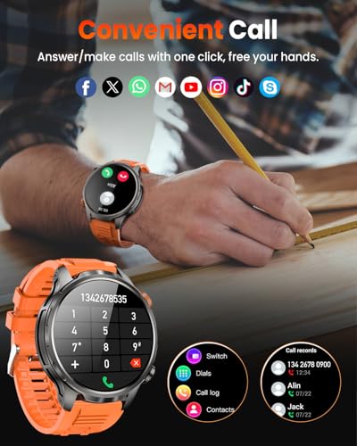 Image of DEKELIFE Smart Watches for Men,1.91''Military Smart Watch with 100+ Sport Modes /Heart Rate /Sleep Monitor, Fitness Tracker for Android and iPhone, Waterproof Watches for Men(Black)
