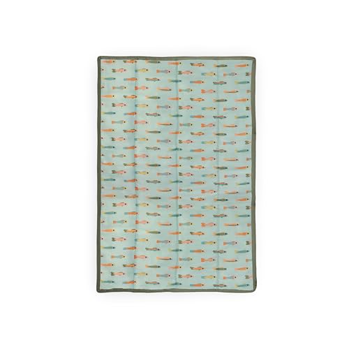 Image of Little Unicorn 5'x5' Outdoor Family Picnic & Beach Blanket | Durable & Water-Resistant Fabric | Compact Fold & Easily Wipes Clean | Zipper Pocket (Minnow Pond)